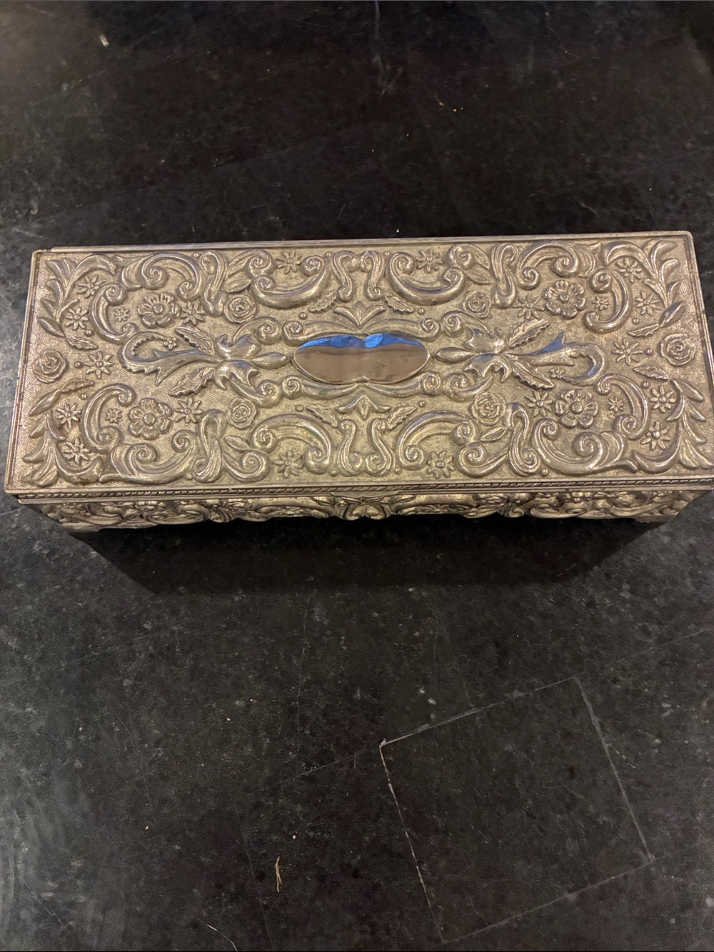 1990’s Ornate Godinger Silver-Plated Decorative Jewelry Box -